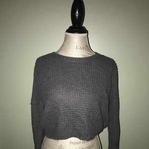 Forever 21 Crop Grey Knit Sweater Size Medium